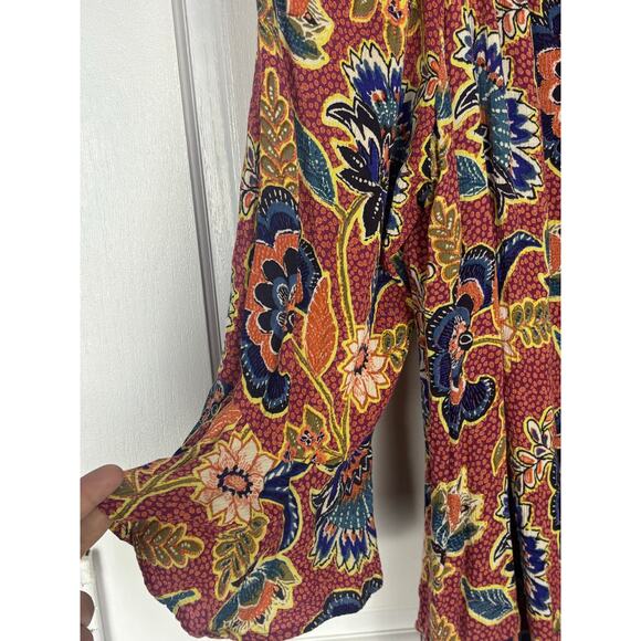 Willow & Root Boho Floral Peasant Top XL Rayon Fall Tunic Blouse Festival - Picture 3 of 8